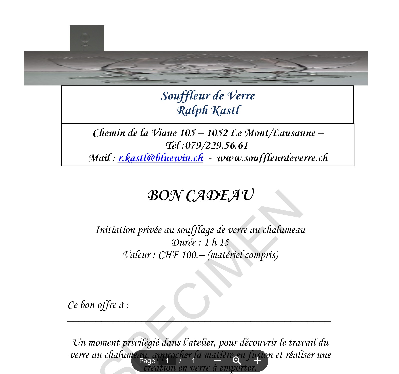 Initiation privée au soufflage de verre au chalumeau (Bon)
